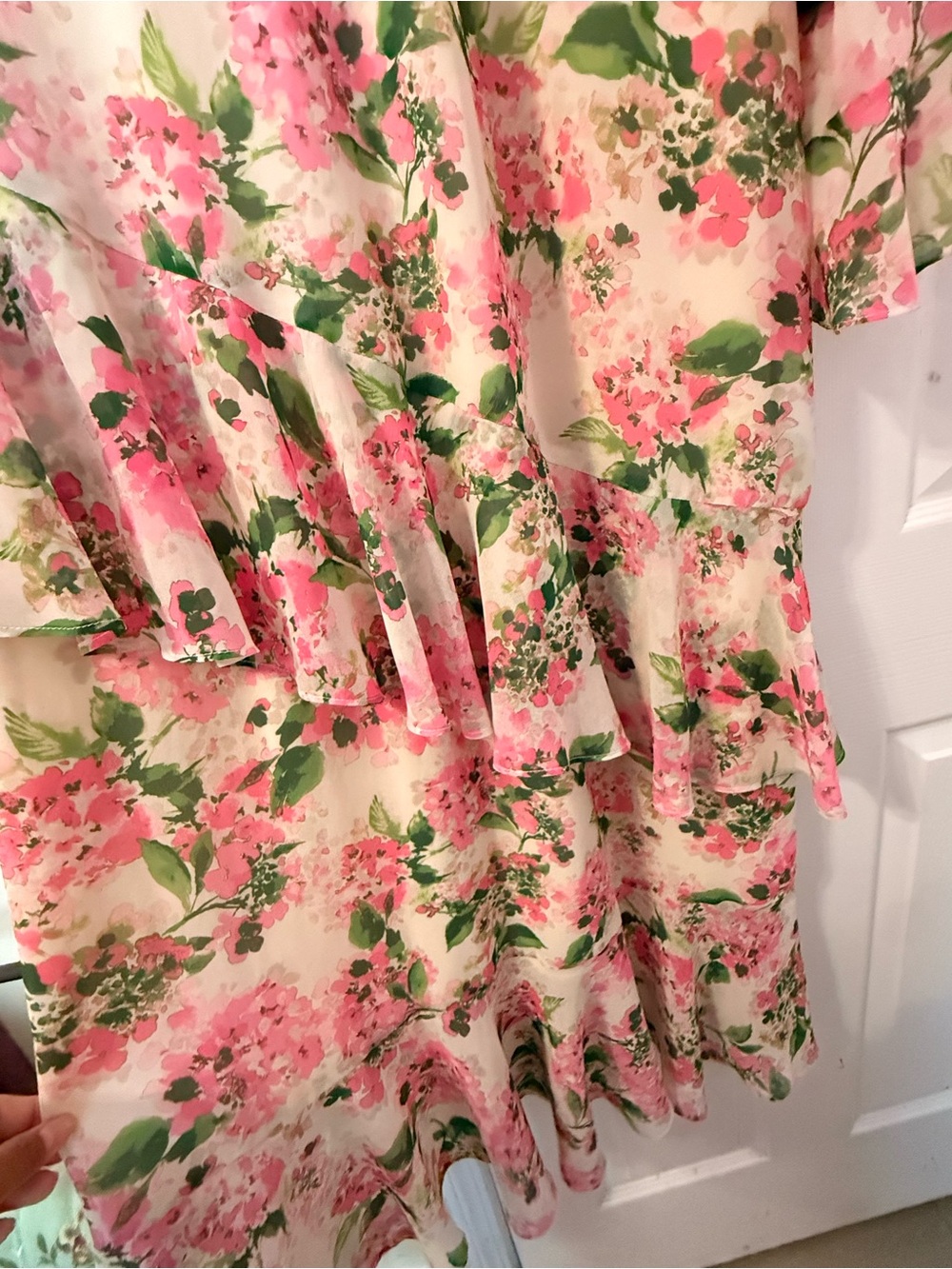 Tuckernuck Pink Hydrangea Floral Chiffon Ruffle A-Line maxi Dress Sz M -no stash - Picture 4 of 11